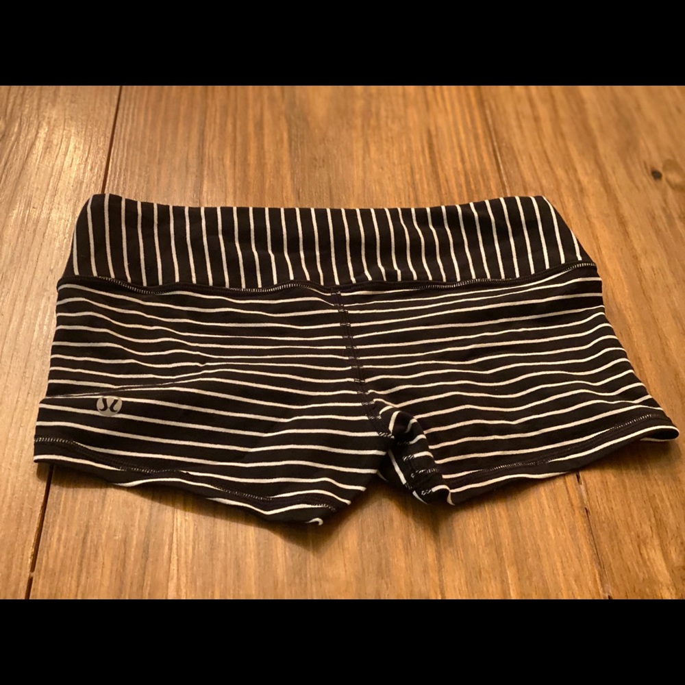 Lululemon Athletica Black and White Striped Shorts